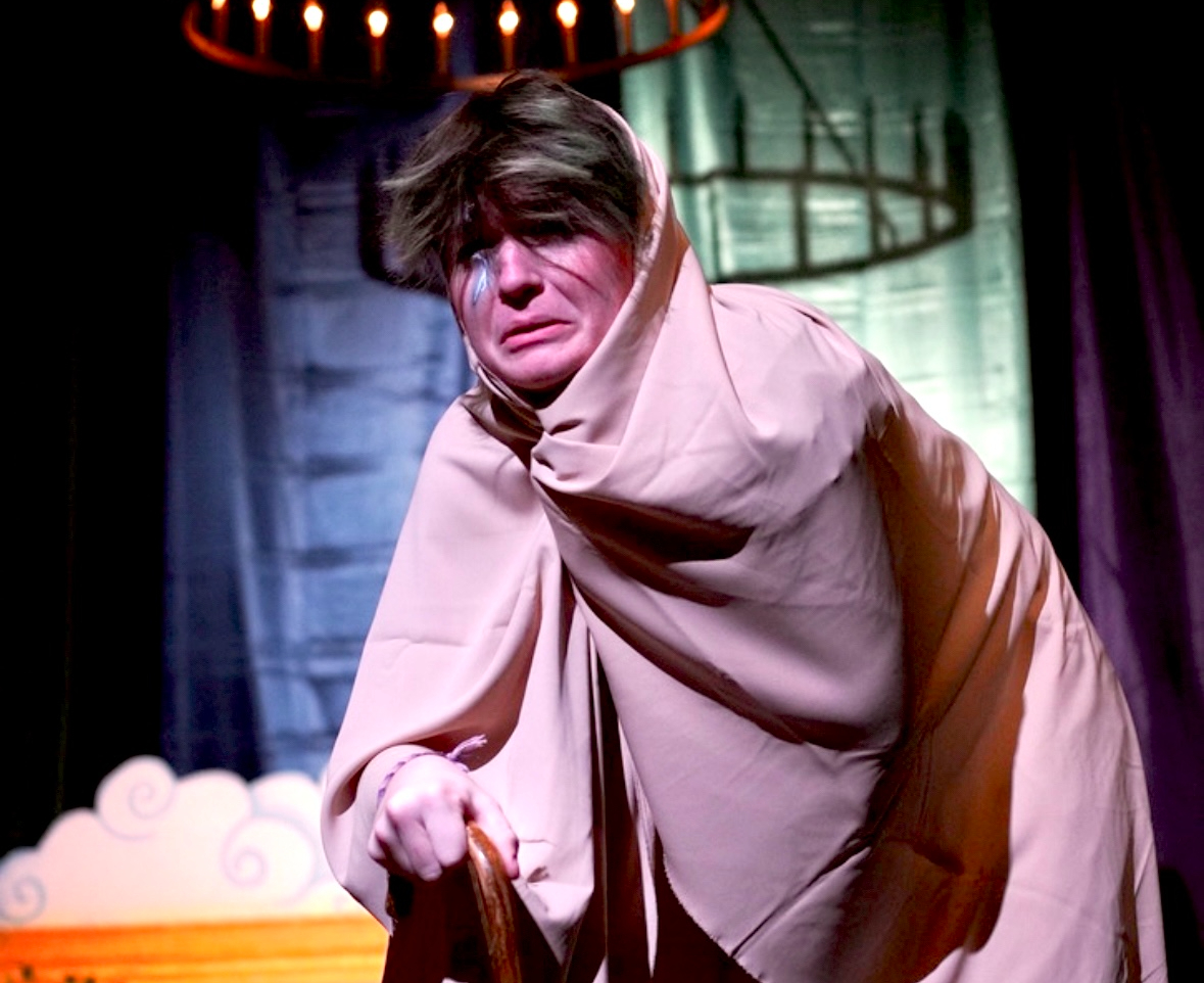 Soren Bergstrom performs as Zeus in Metamorphoses, Feb 22, 2024. 
Bergstrom is an 11th grader at OCHS, and this is their first performance with the theater department.