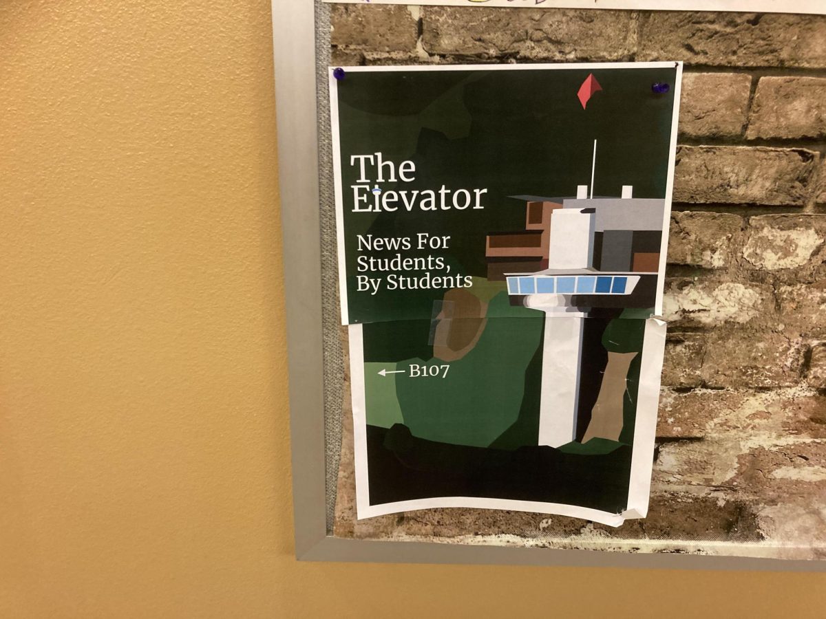 A poster hangs in front of Mr. McDonalds room at B107, advertising the student newspaper. The Journalism Club meets at 3:30 on Tuesdays, and this is when the newspapers editorial board makes decisions and policies. 