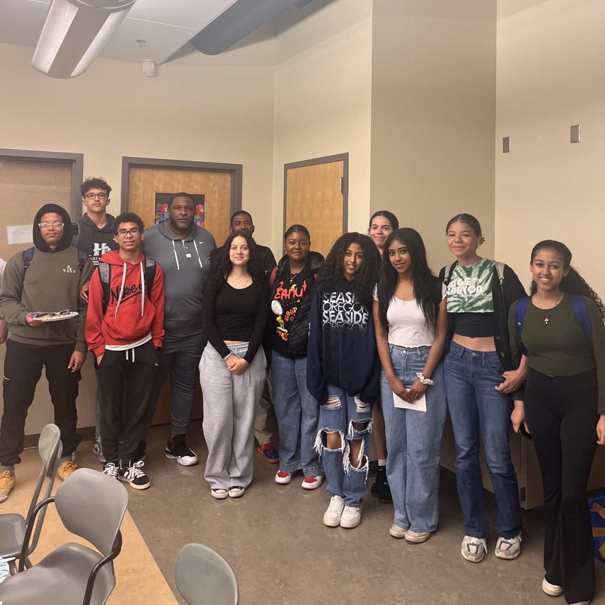 BSU advisor Marcus Goodwin is pictured (4th from left) surrounded by BSU members grades 9-12th, May 29, 2024.
