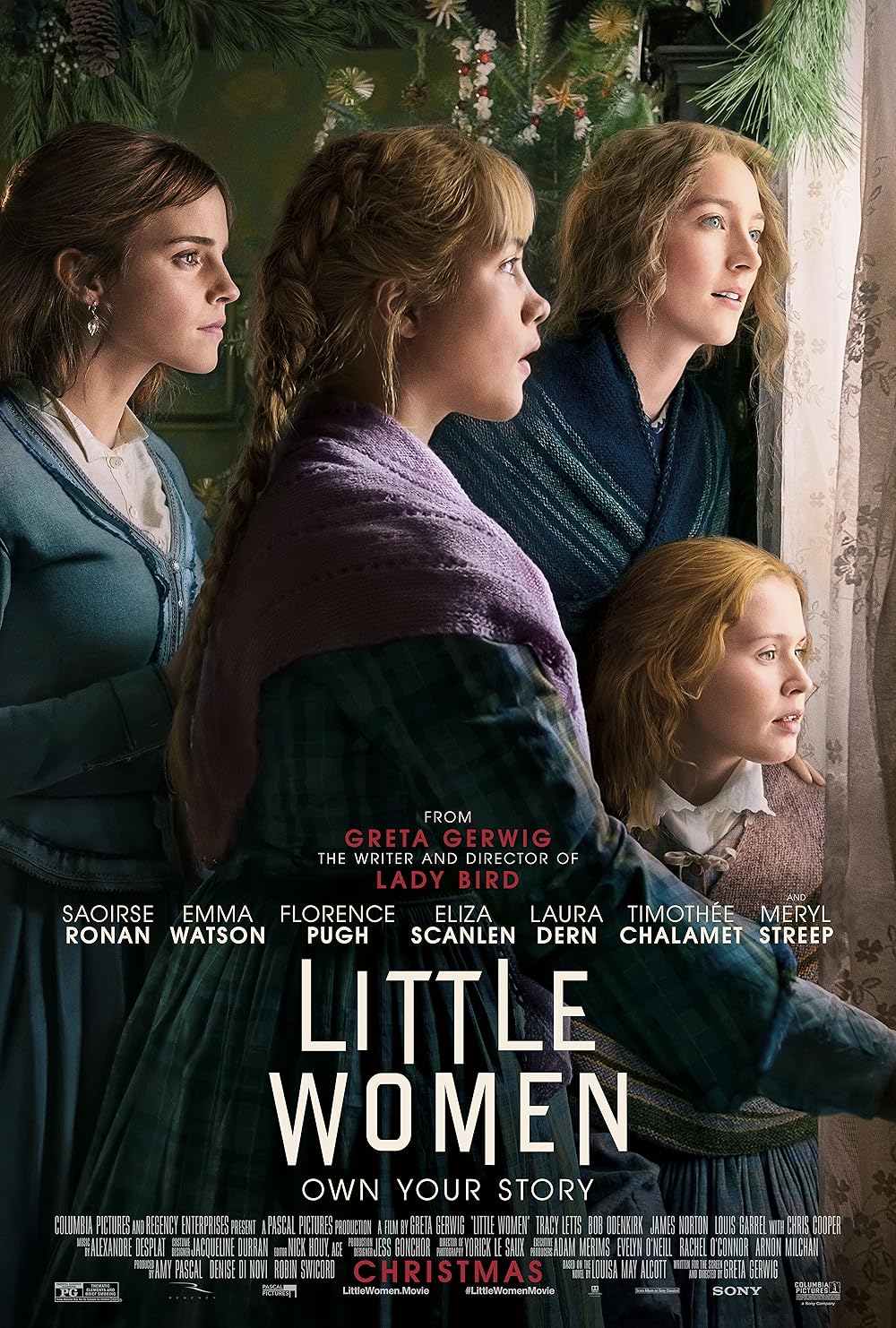 Little Women (2019) movie poster starring Saoirse Ronan, Florence Pugh, Emma Watson, Eliza Scanlen. Courtesy of Columbia Pictures.