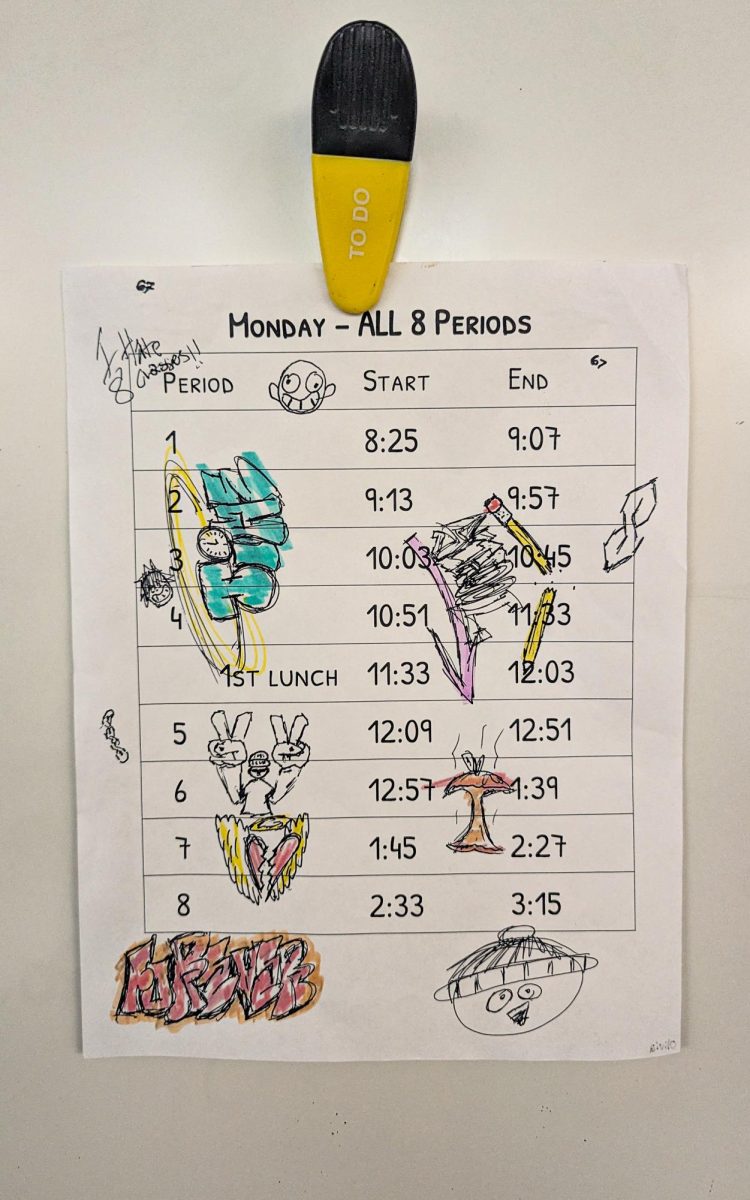 Graffitied 8 Period Day Schedule