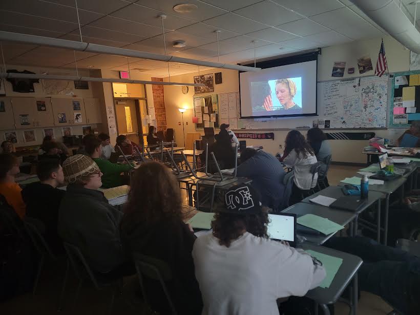 Language Arts students finish up The Crucible by watching the last scene in the play. Mr. Chavez, Mr. McDonald, and Ms. Zeal are teaching Language Arts 11A and encourage the school to make time for their students to watch the play.